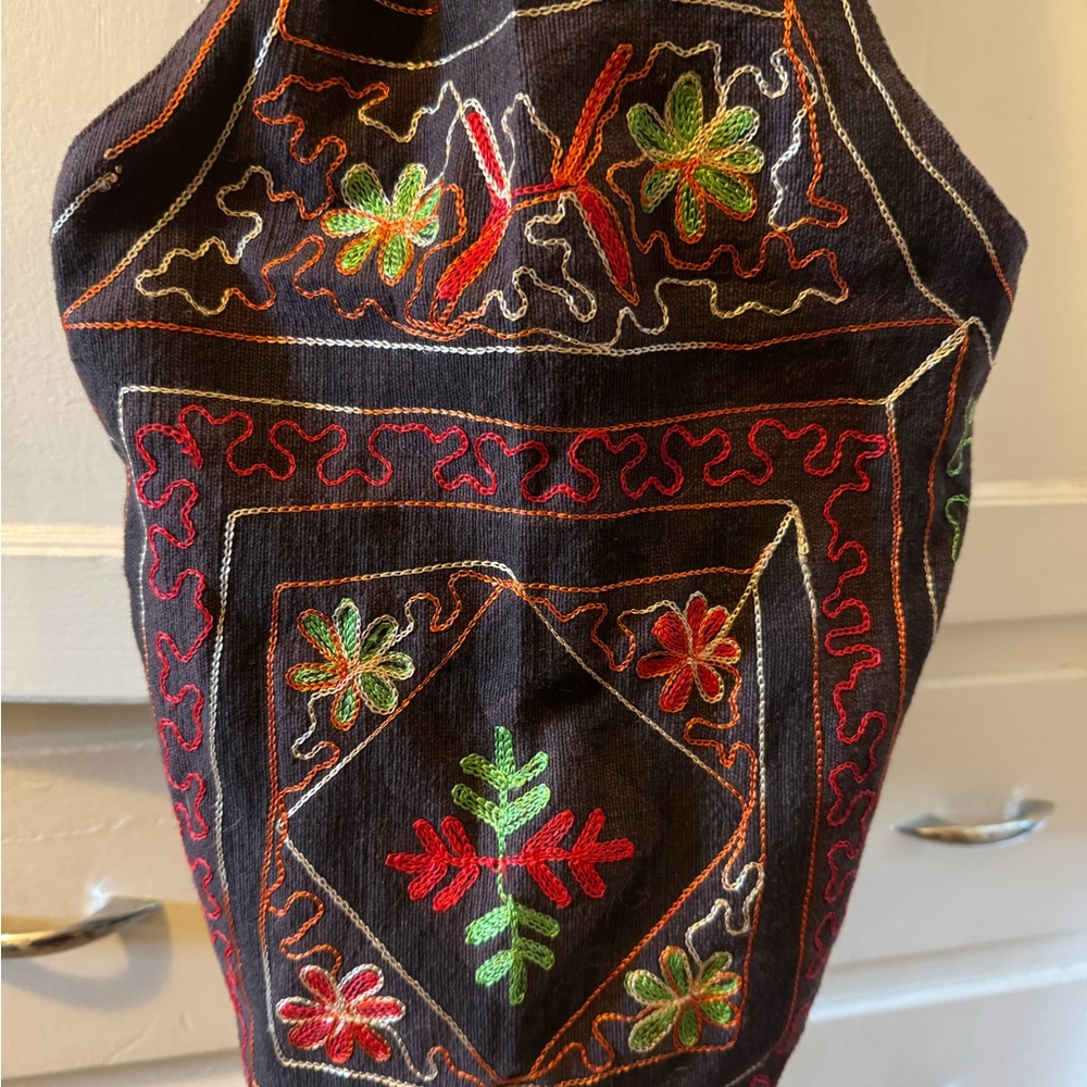 Boho hippie embroidered fabric shoulder bag purse